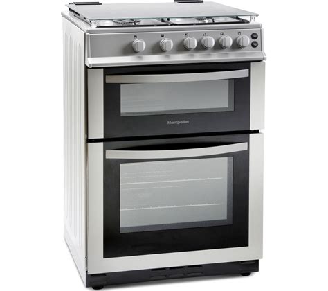 double oven gas cooker silver